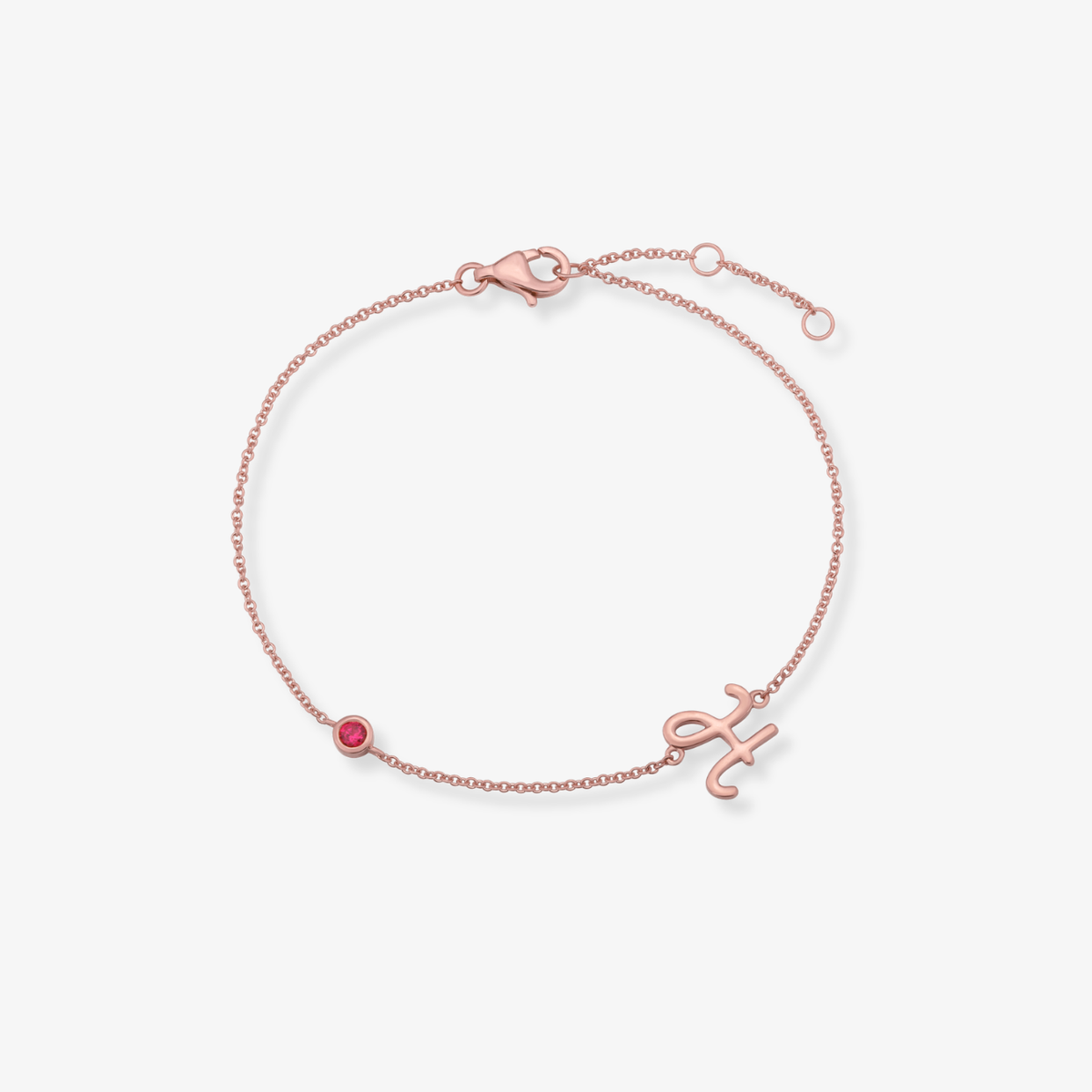 Gemstone Bezel Initial Bracelet