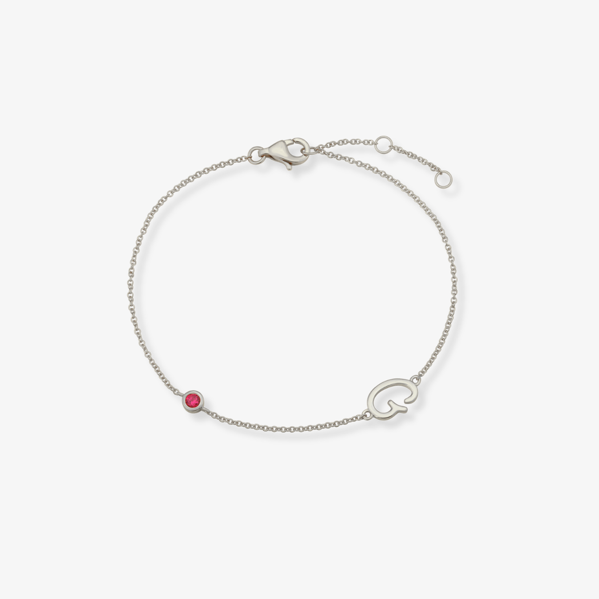 Gemstone Bezel Initial Bracelet