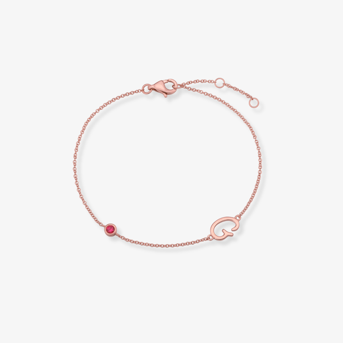 Gemstone Bezel Initial Bracelet