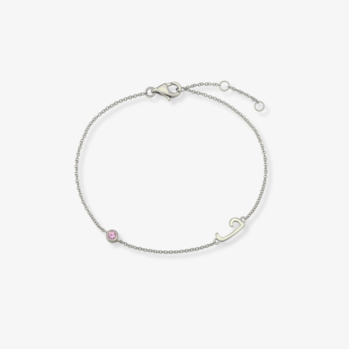 Gemstone Bezel Initial Bracelet