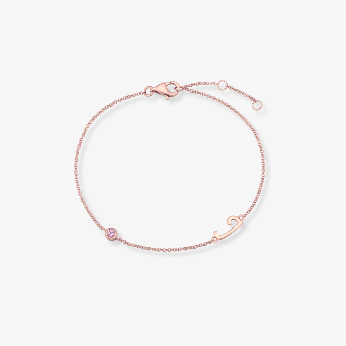 Gemstone Bezel Initial Bracelet