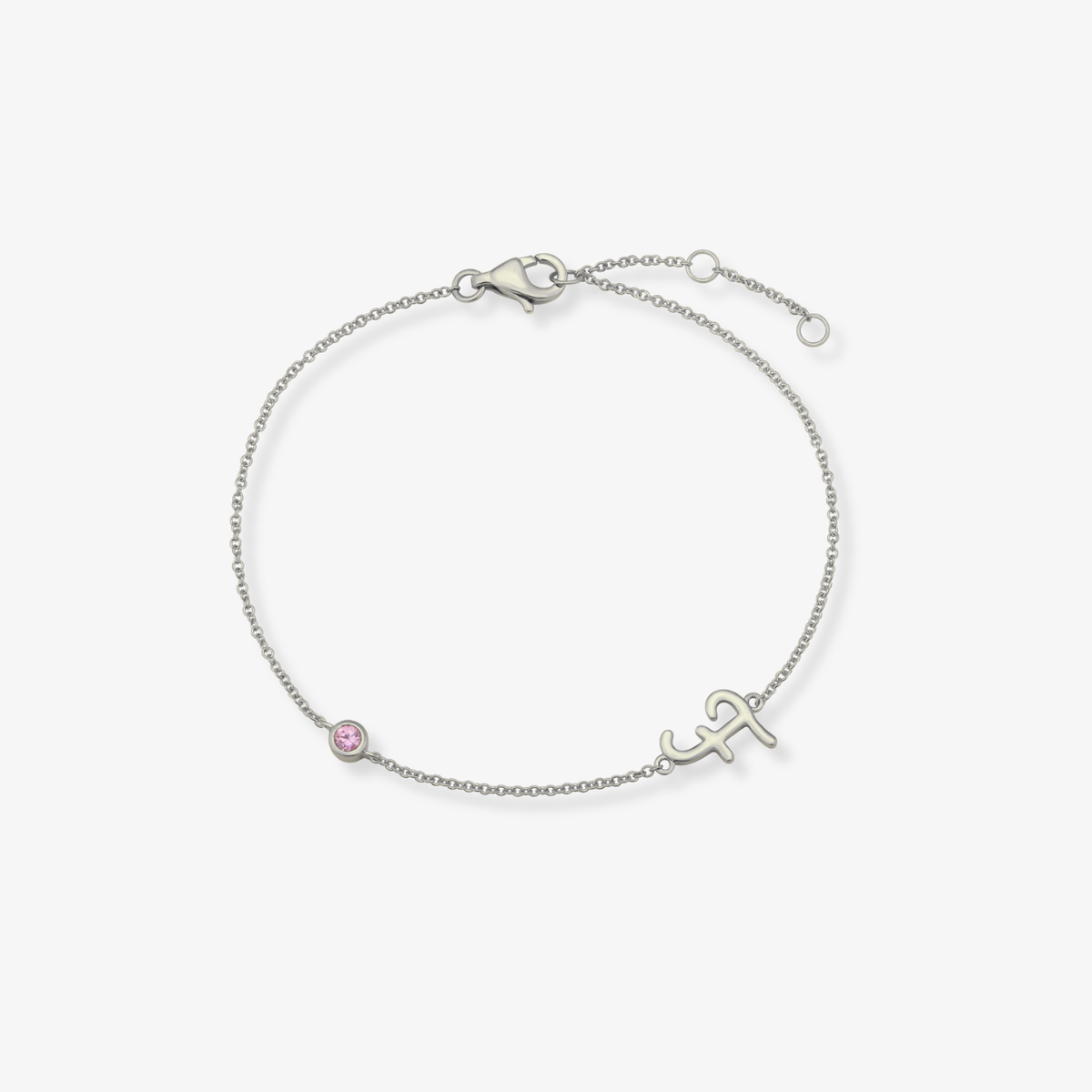 Gemstone Bezel Initial Bracelet