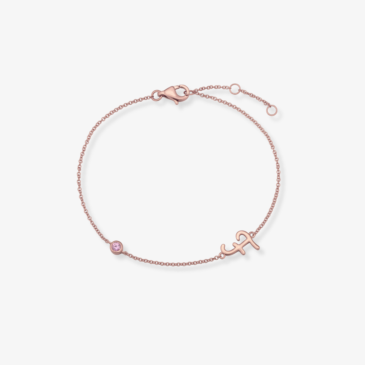 Gemstone Bezel Initial Bracelet