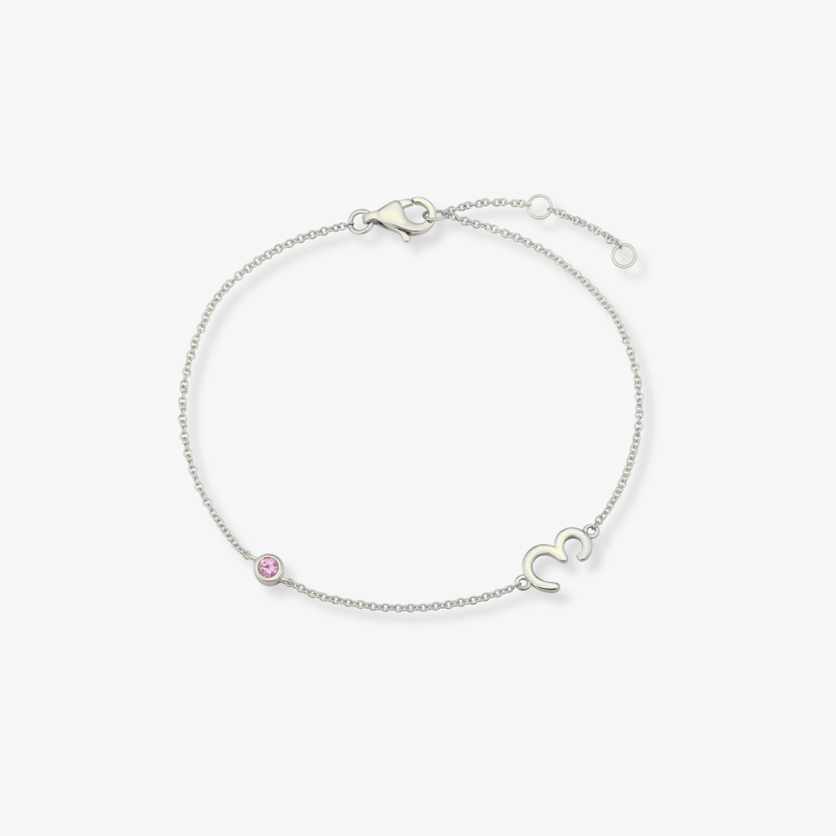 Gemstone Bezel Initial Bracelet