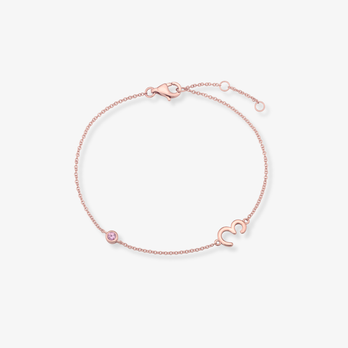 Gemstone Bezel Initial Bracelet