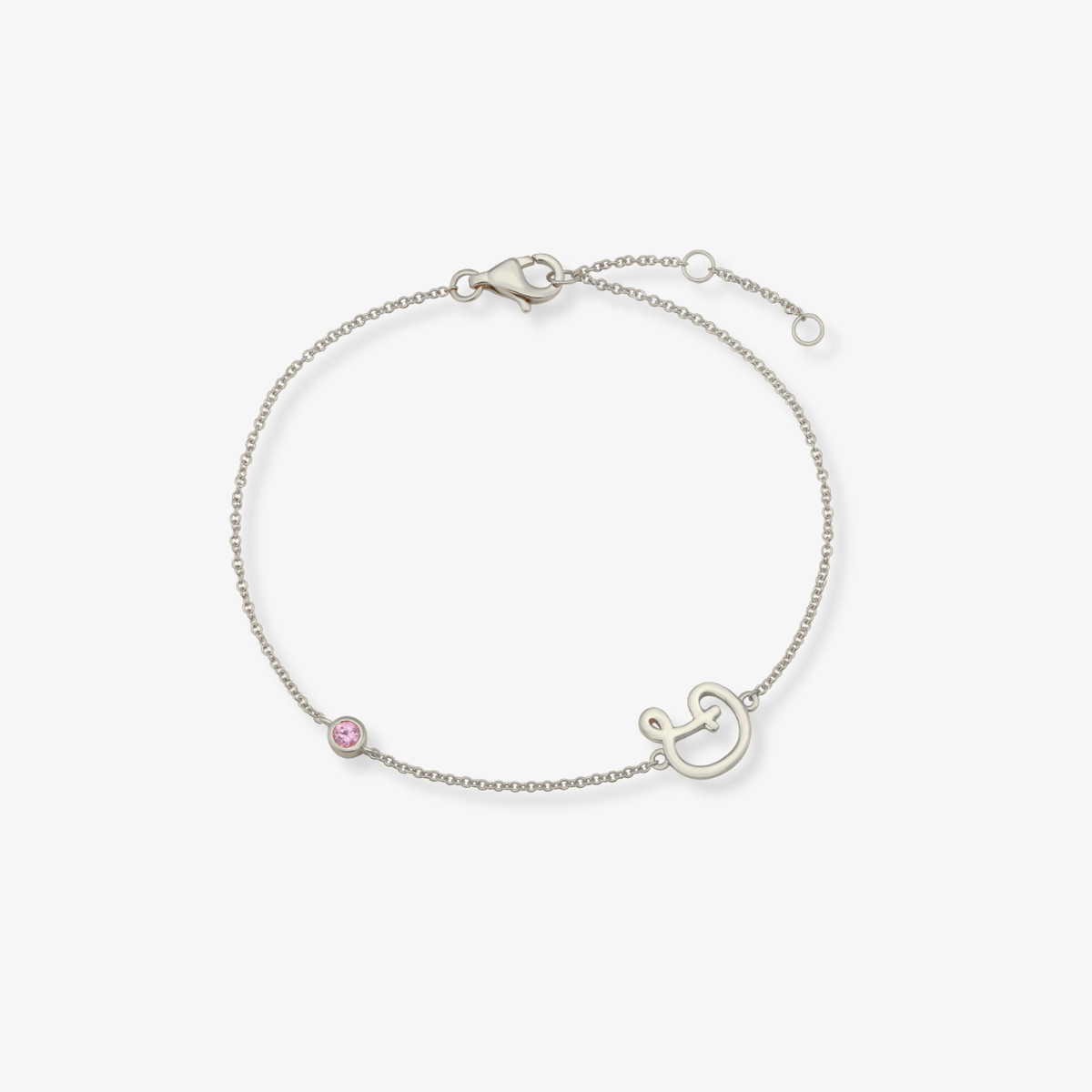 Gemstone Bezel Initial Bracelet