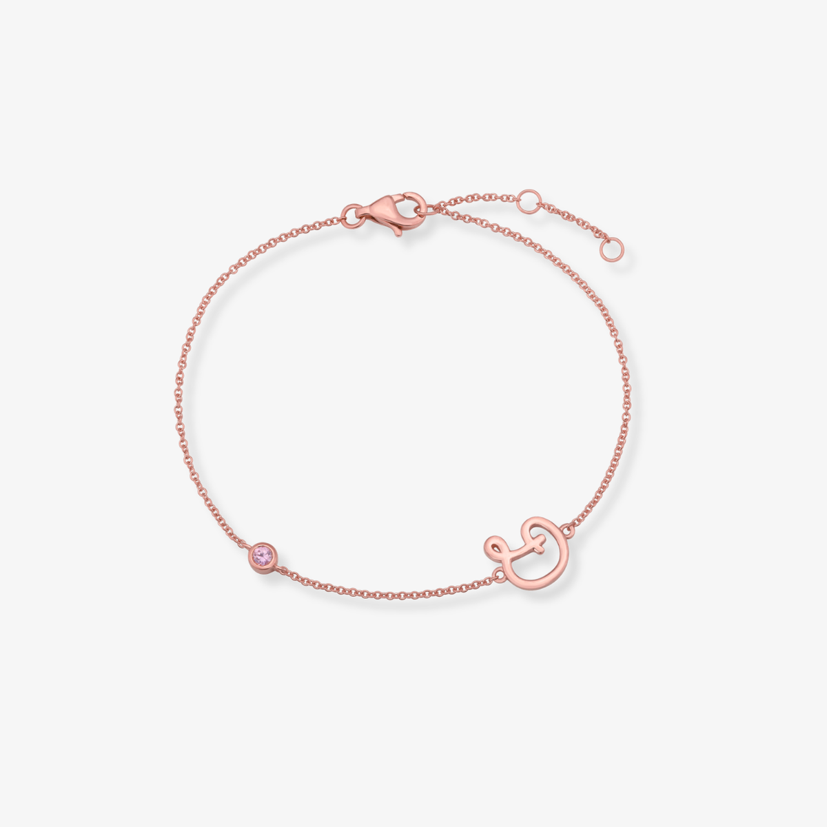 Gemstone Bezel Initial Bracelet