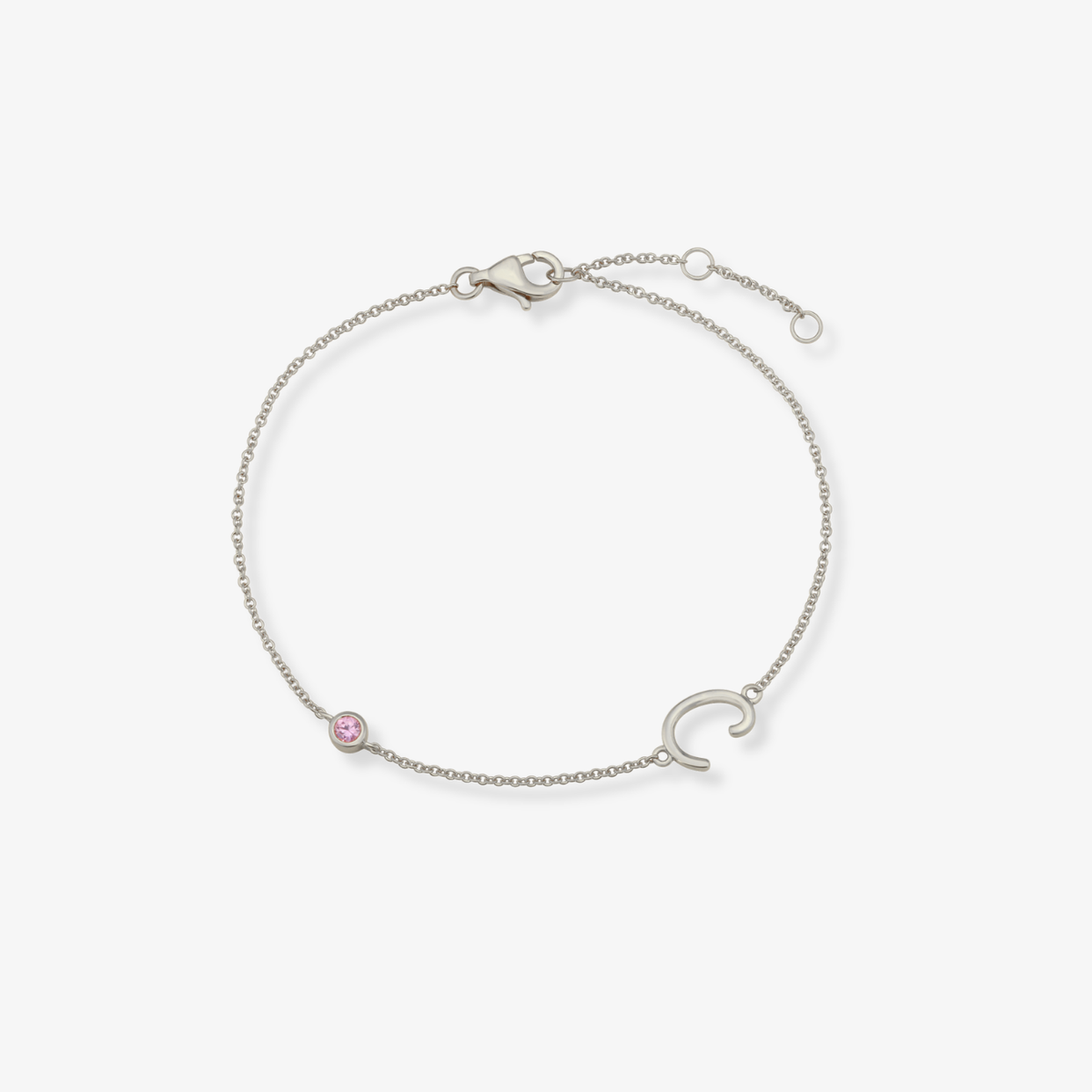 Gemstone Bezel Initial Bracelet