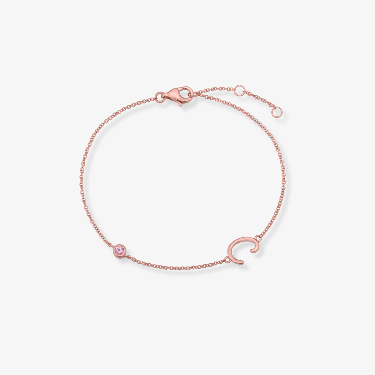 Gemstone Bezel Initial Bracelet