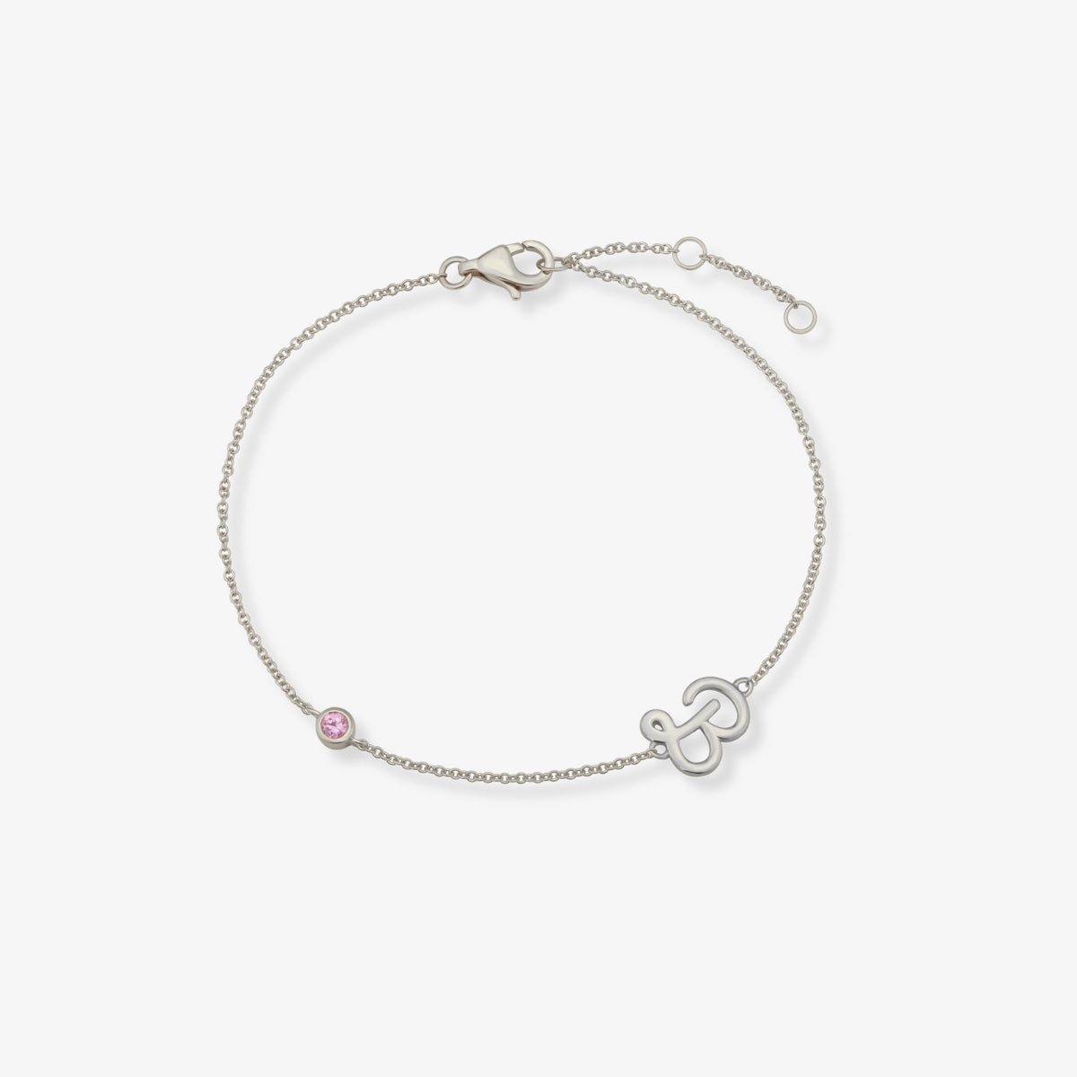 Gemstone Bezel Initial Bracelet