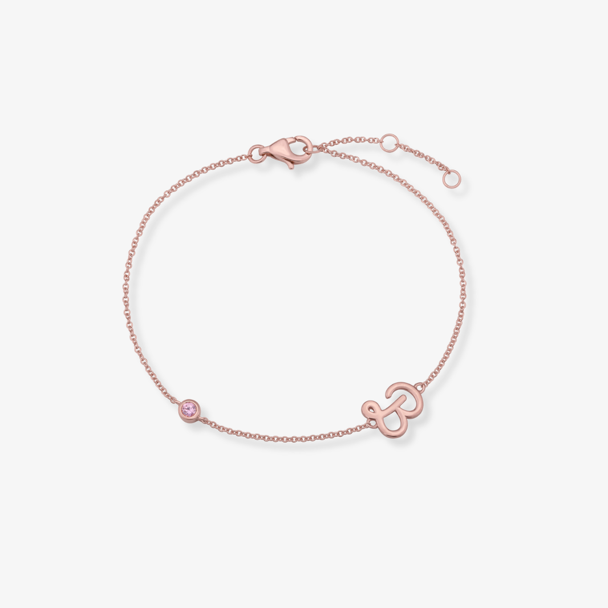 Gemstone Bezel Initial Bracelet