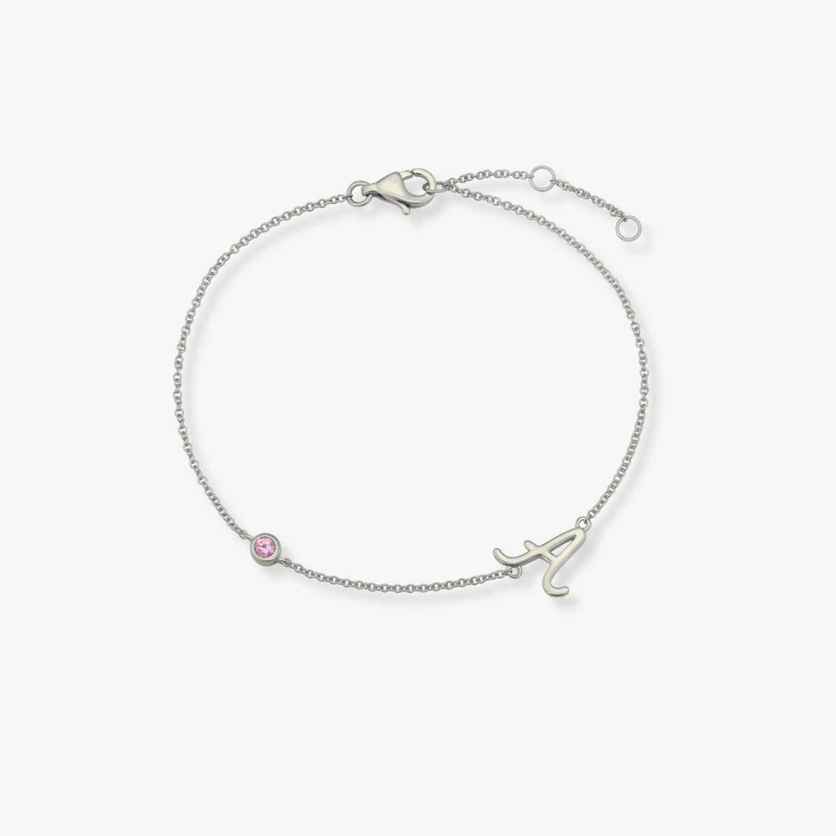 Gemstone Bezel Initial Bracelet