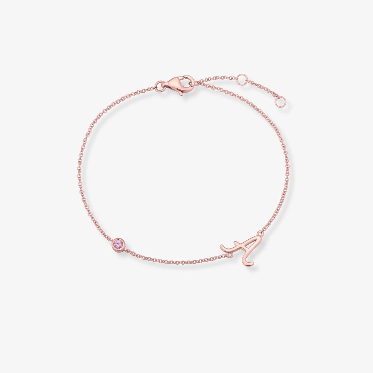 Gemstone Bezel Initial Bracelet