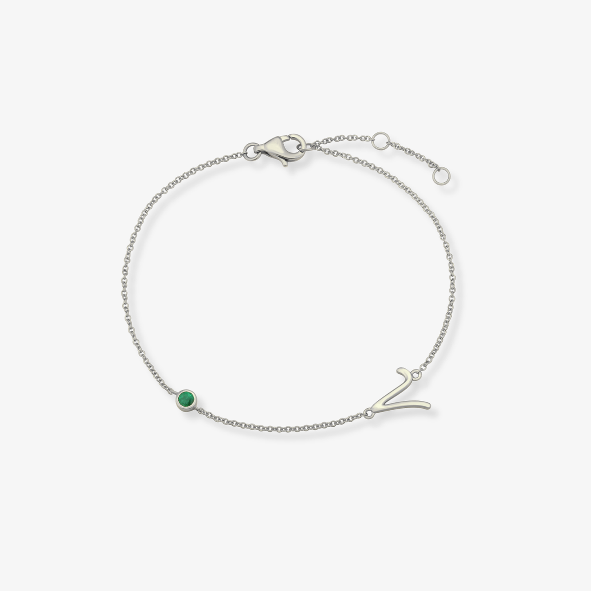 Gemstone Bezel Initial Bracelet