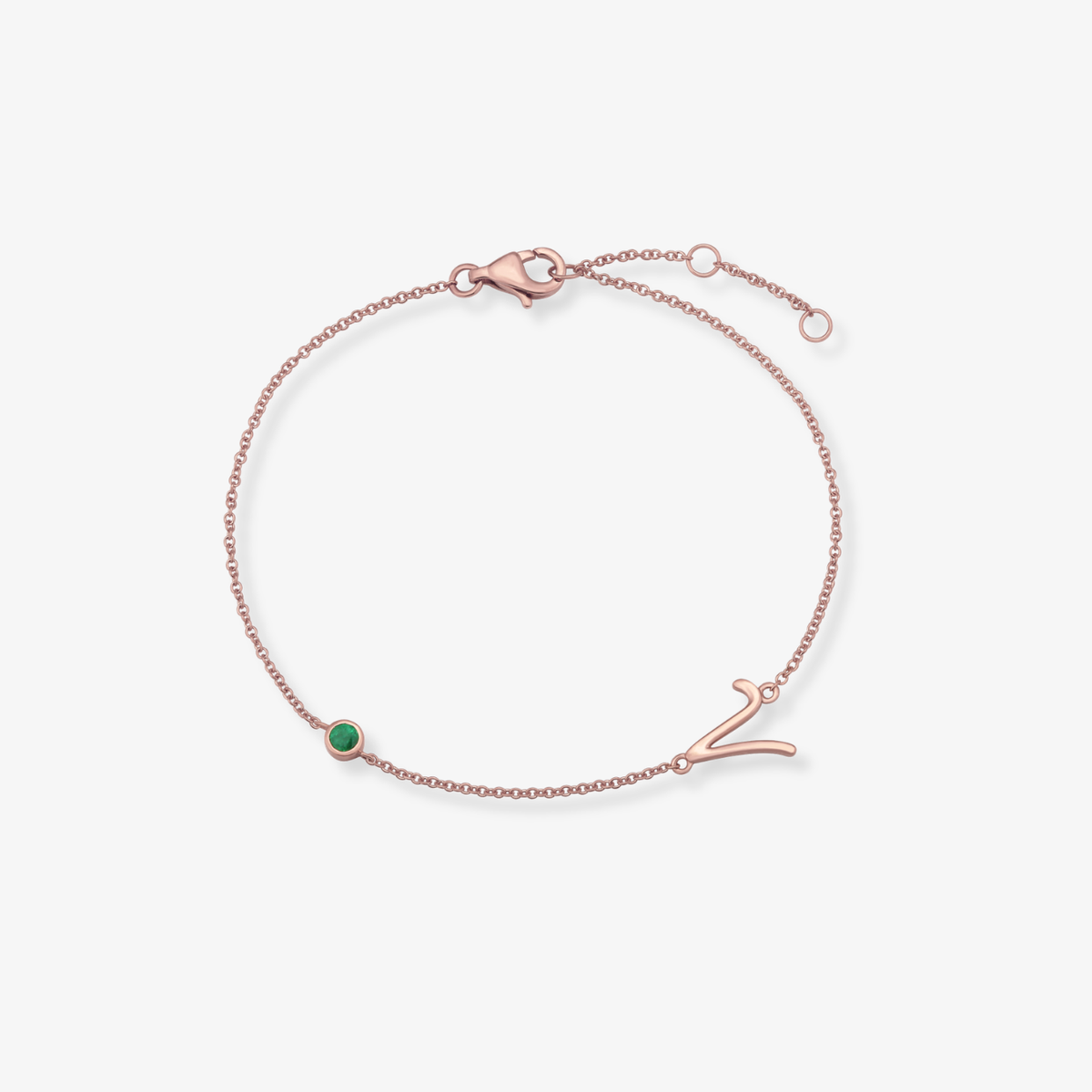 Gemstone Bezel Initial Bracelet