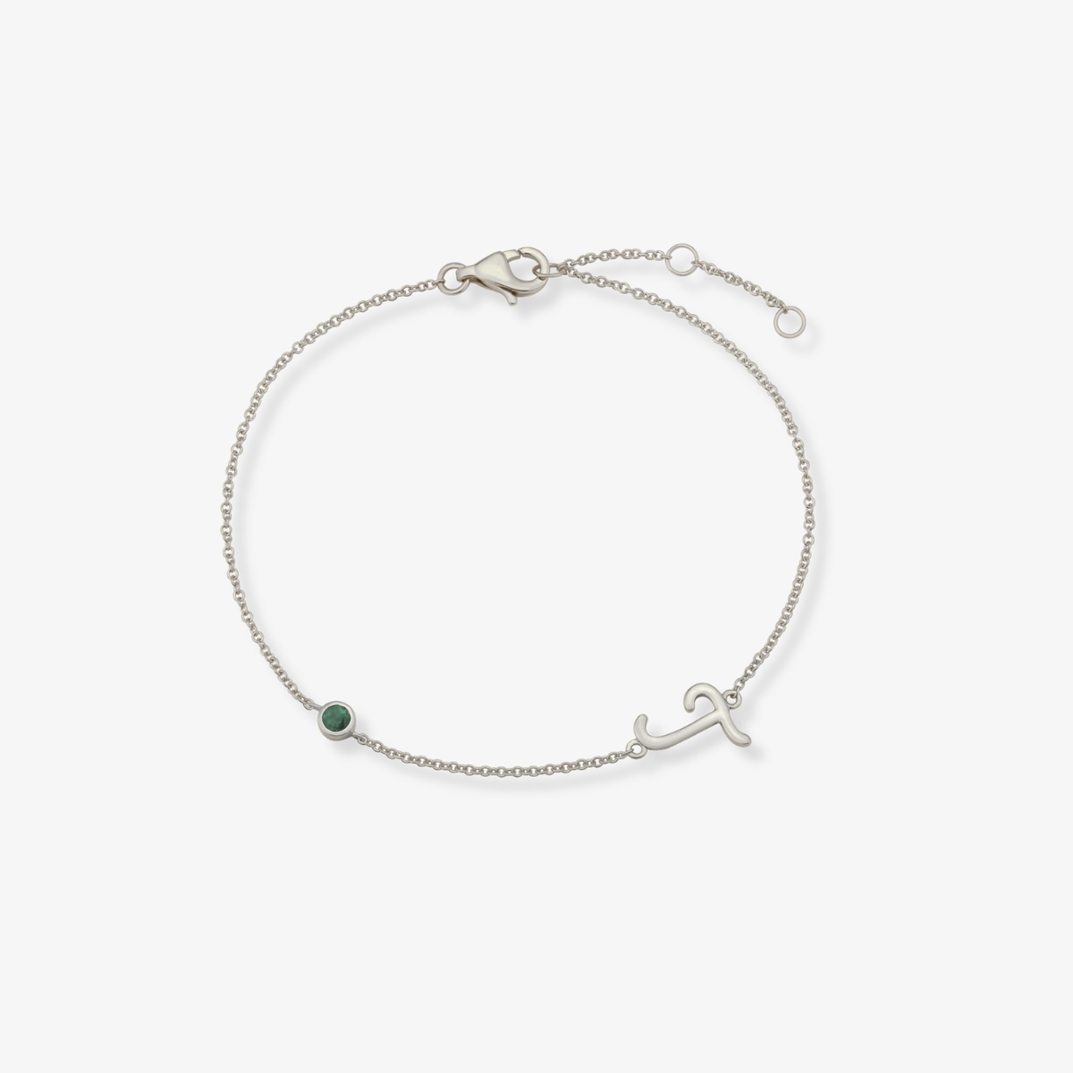Gemstone Bezel Initial Bracelet