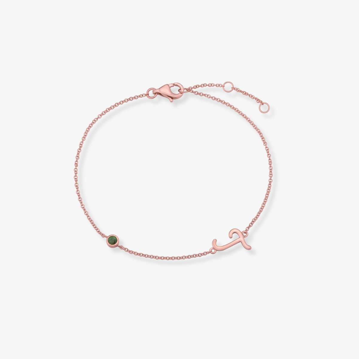 Gemstone Bezel Initial Bracelet