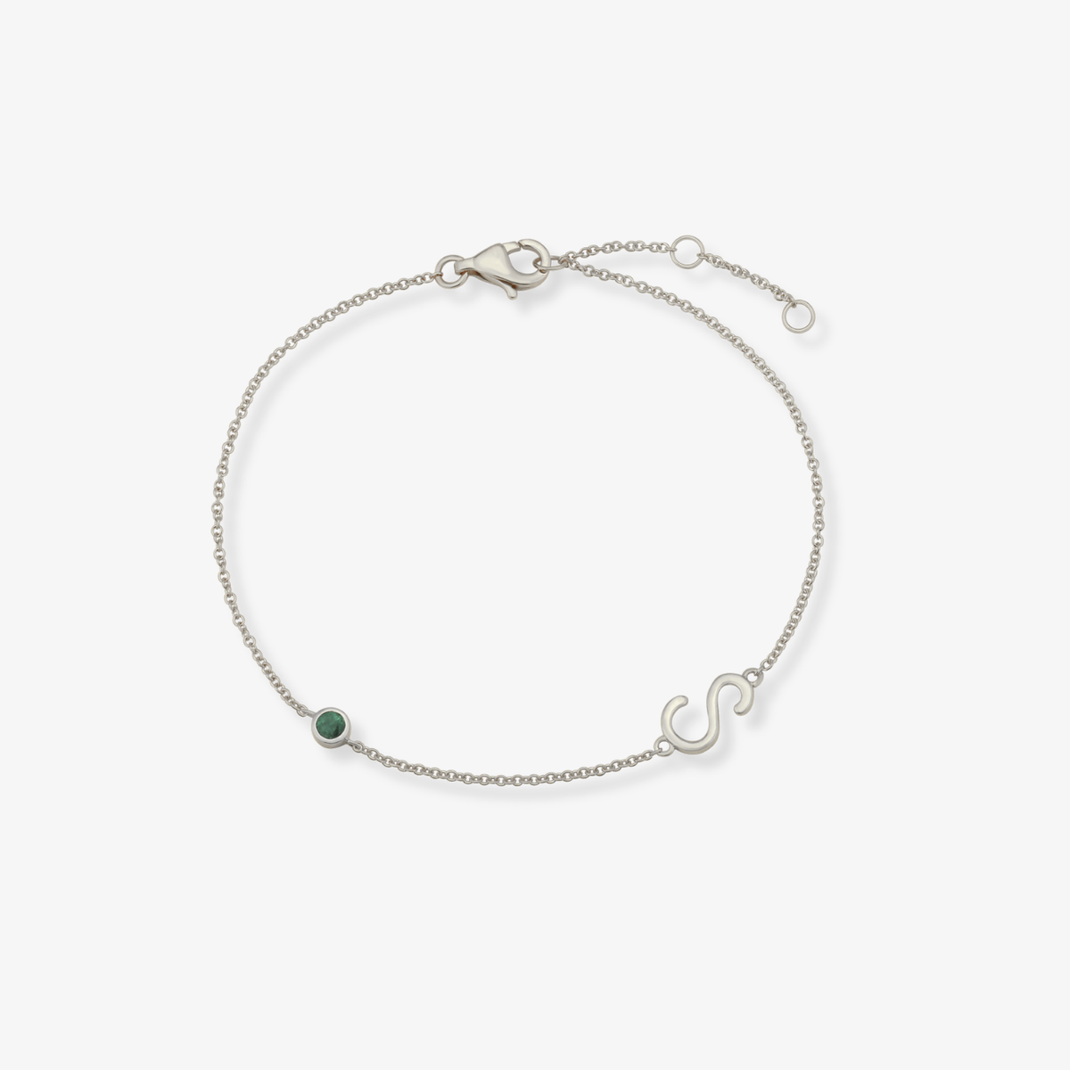 Gemstone Bezel Initial Bracelet