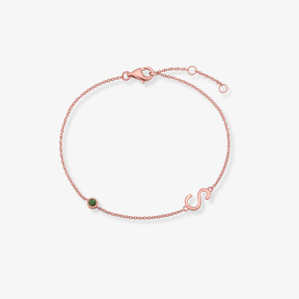 Gemstone Bezel Initial Bracelet