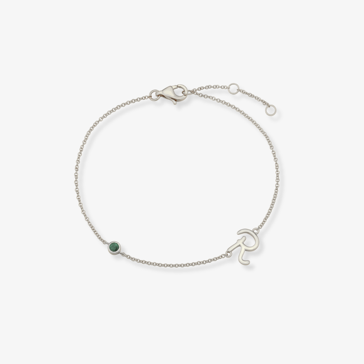 Gemstone Bezel Initial Bracelet