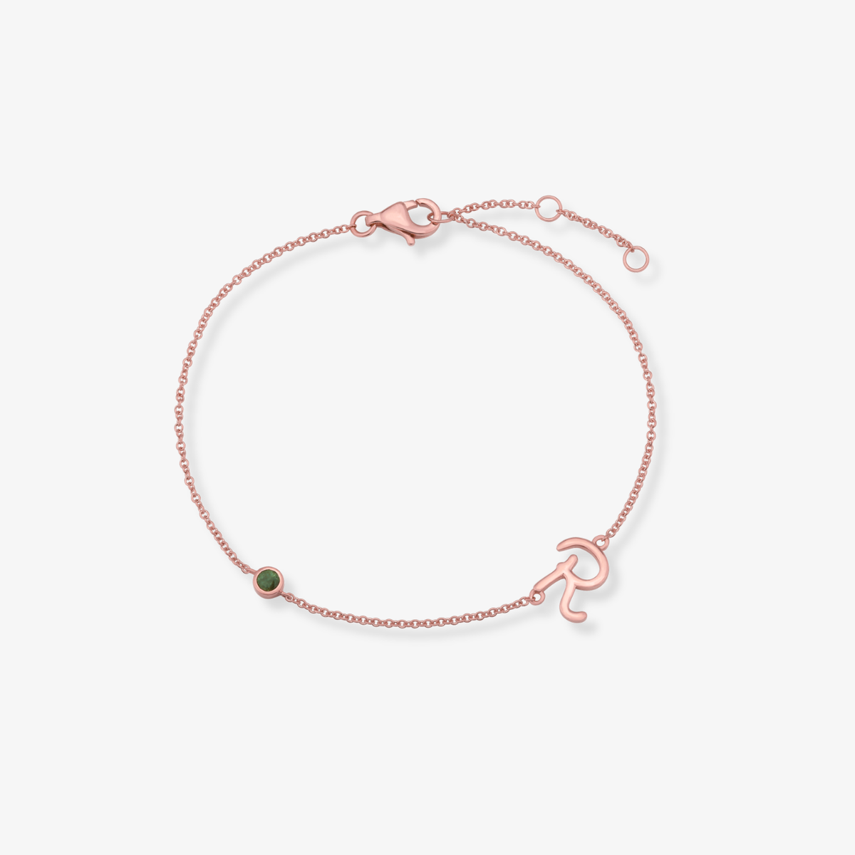 Gemstone Bezel Initial Bracelet