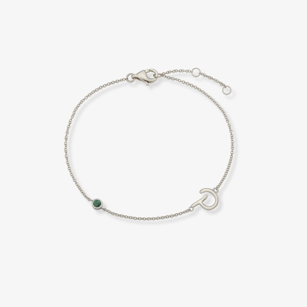Gemstone Bezel Initial Bracelet