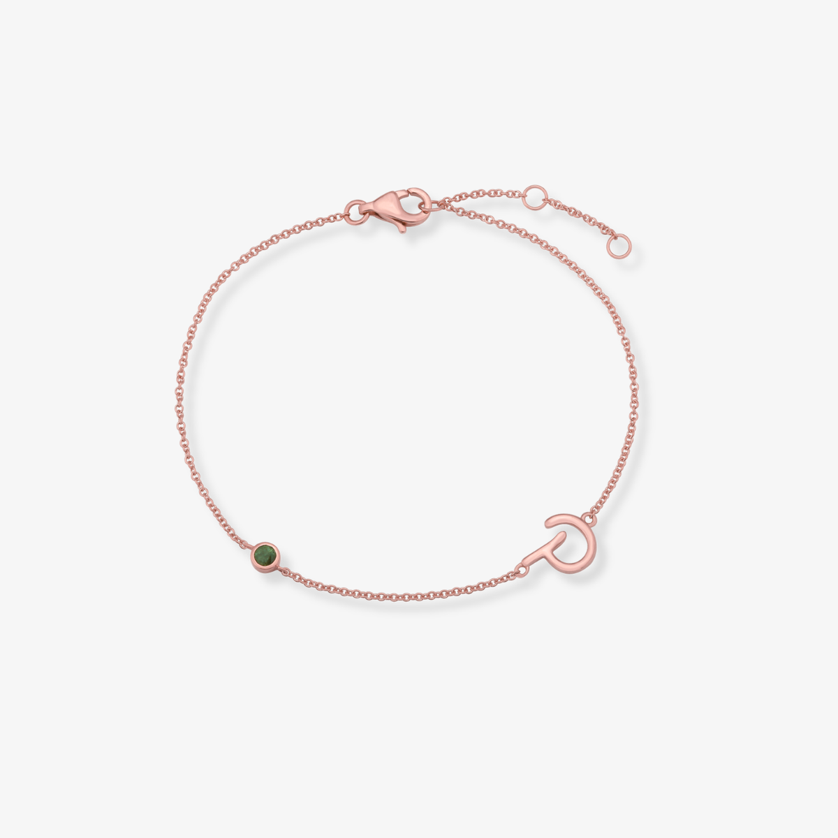 Gemstone Bezel Initial Bracelet