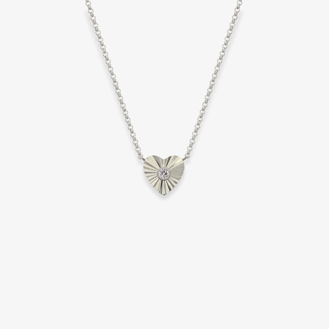 Medallion Heart with Diamond Stud Necklace