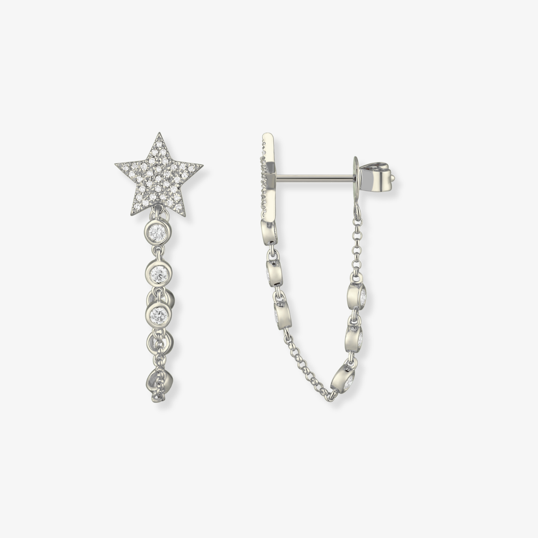 Pave Star with Diamond Bezel Chain Piercing