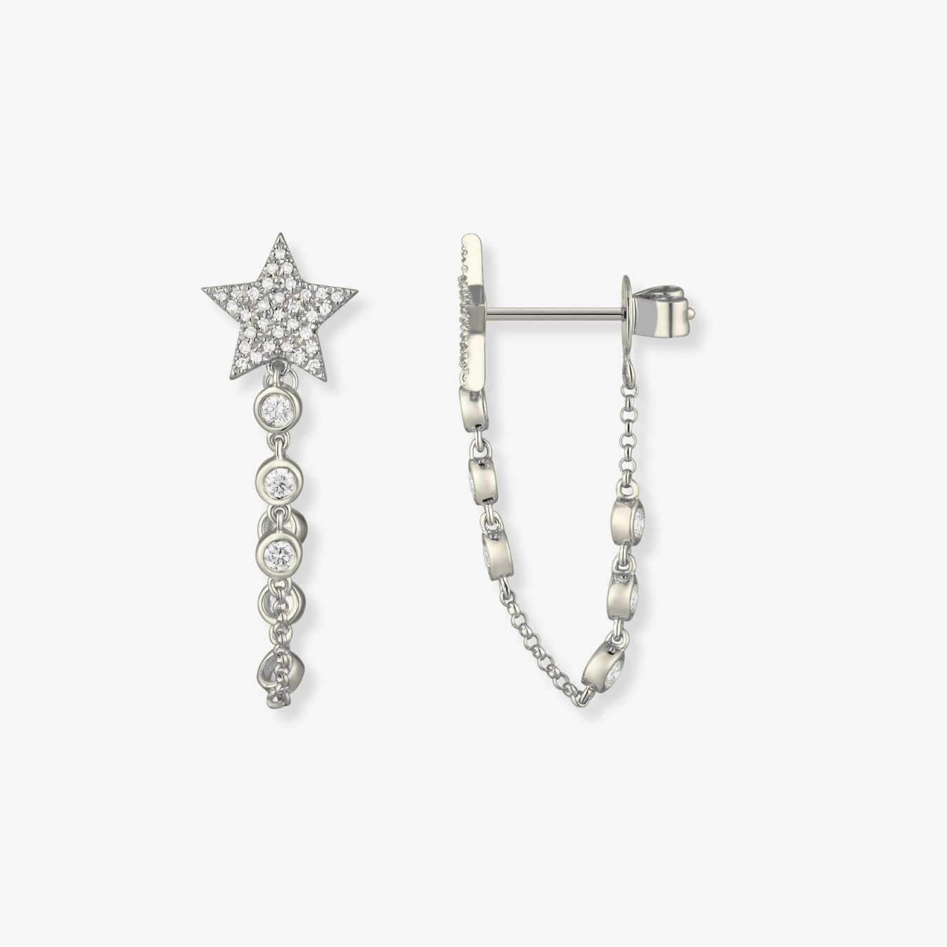 Pave Star with Diamond Bezel Chain Piercing