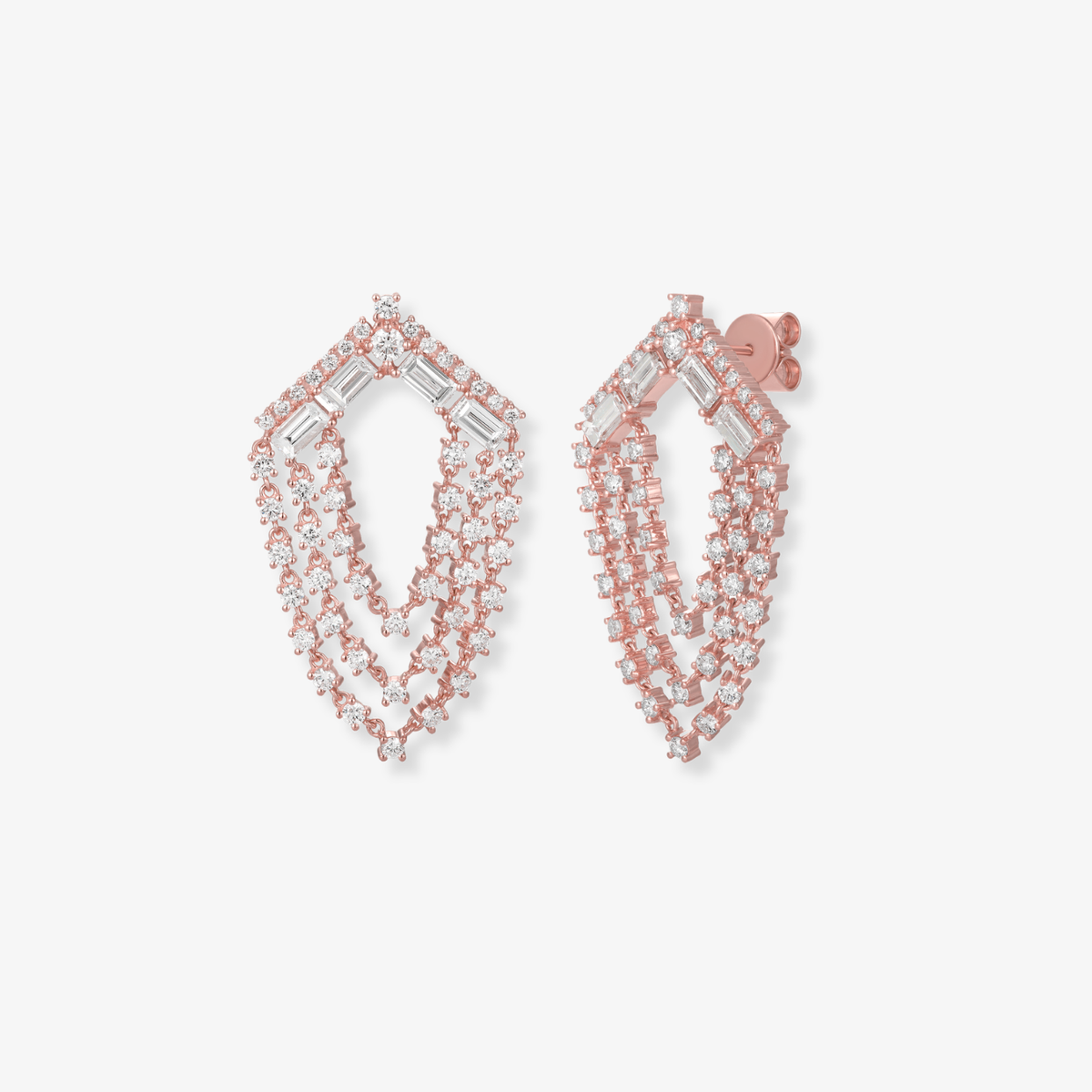 Round and Emerald Cut Drop Statement Earring