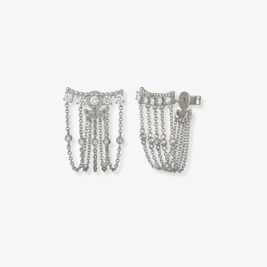 Five Diamond Chain Connector Earring