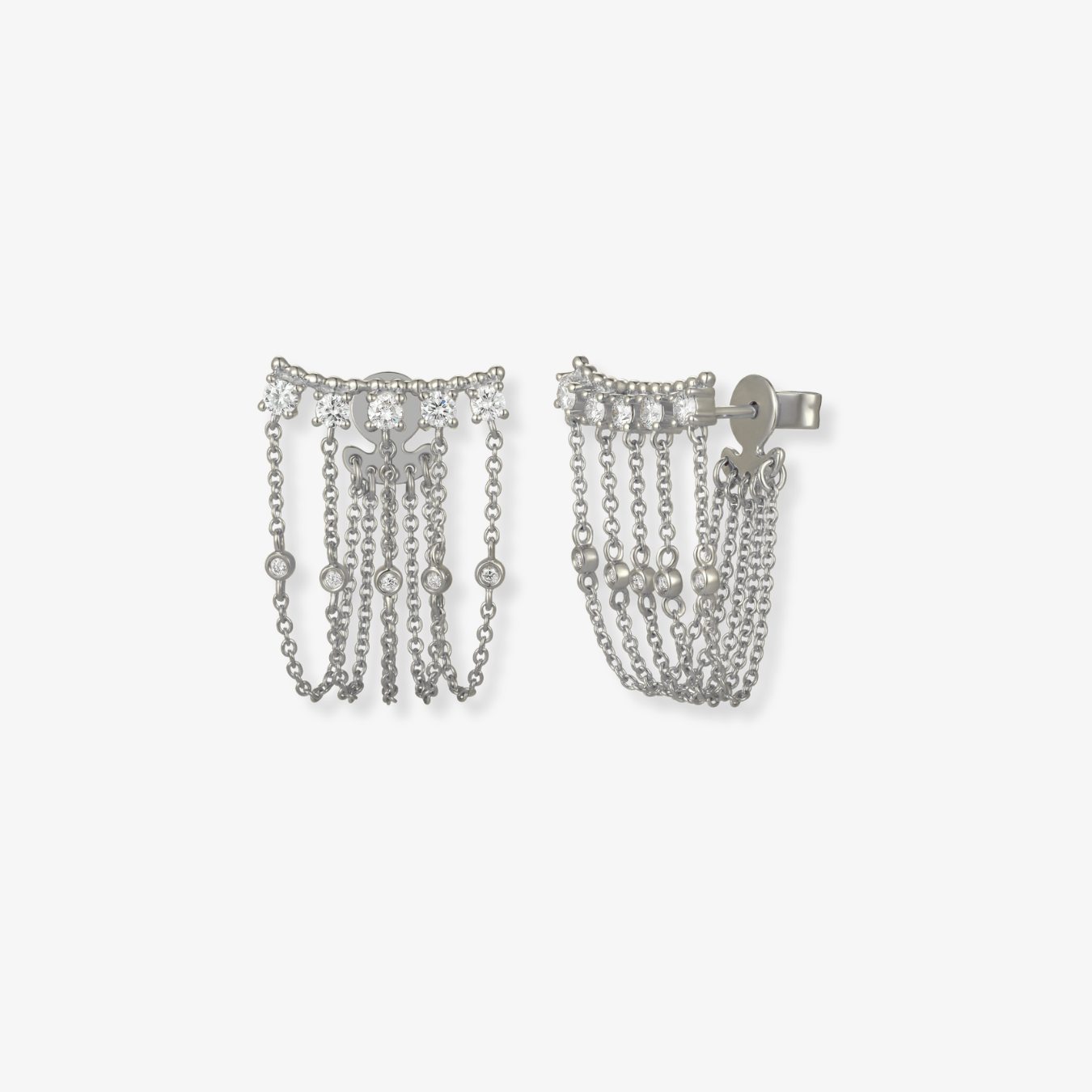 Five Diamond Chain Connector Earring