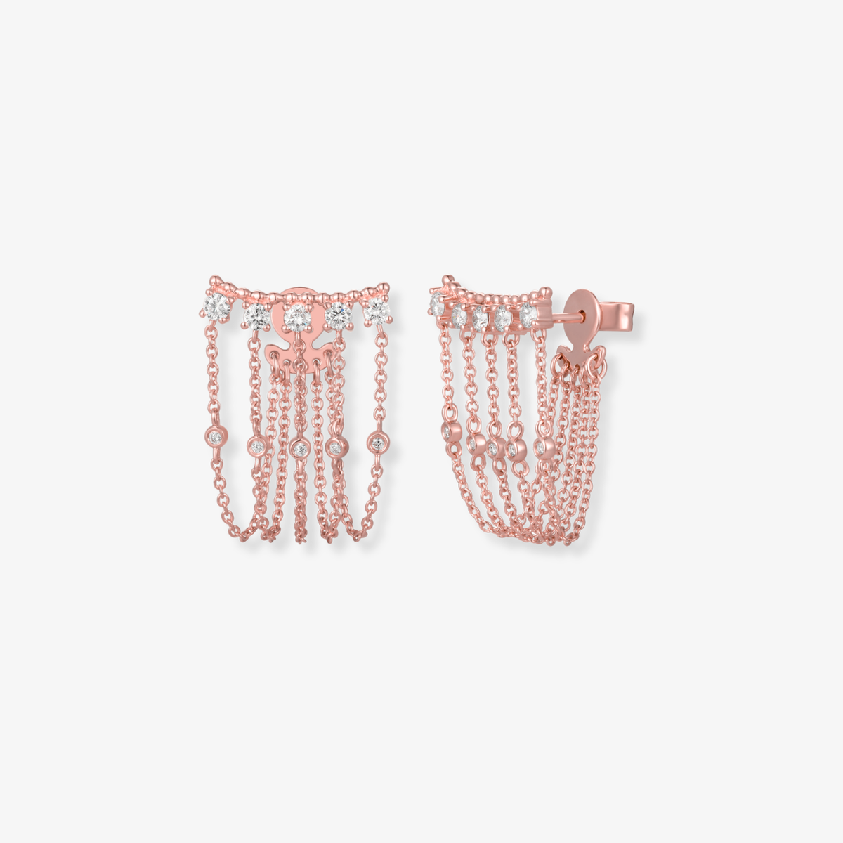 Five Diamond Chain Connector Earring