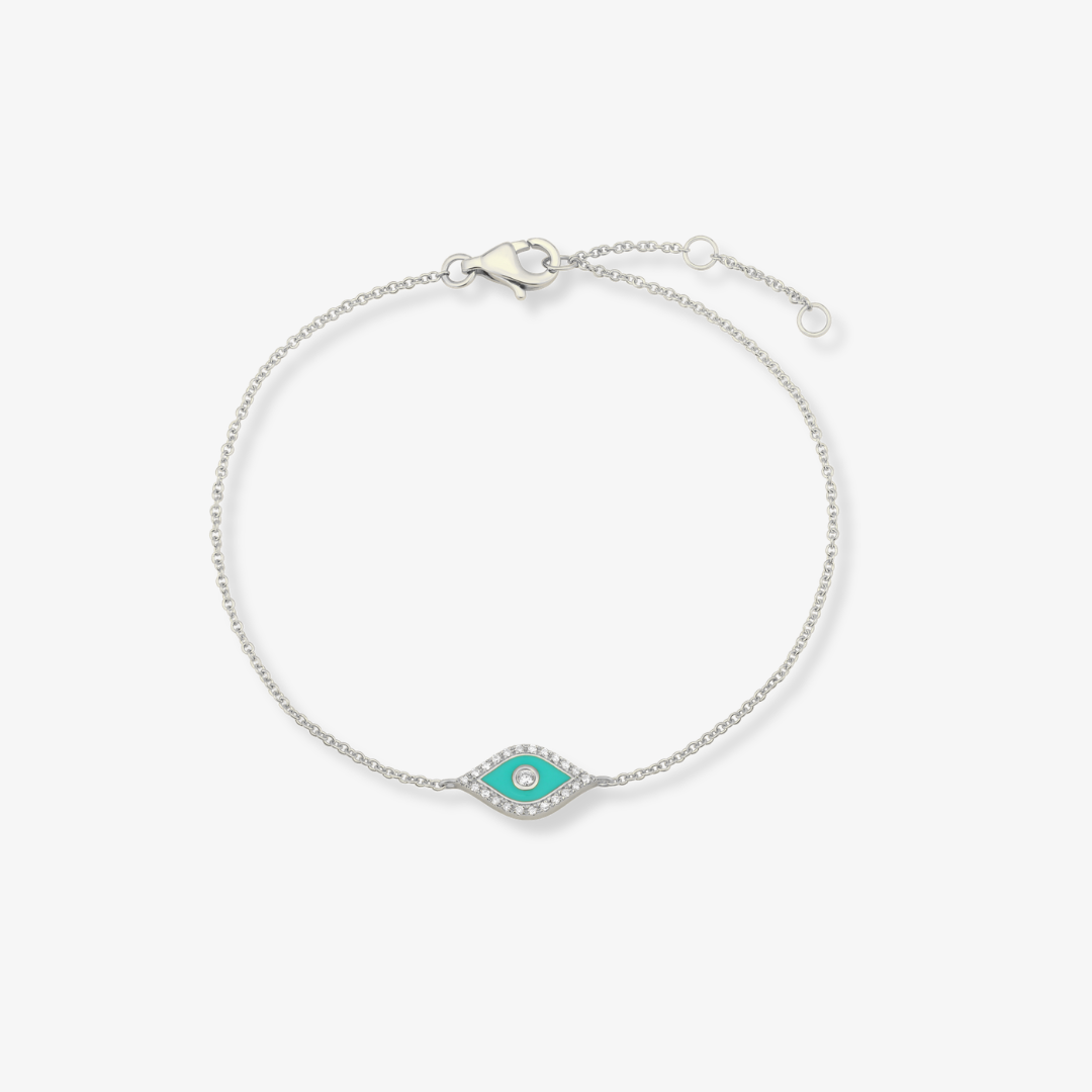 Evil Eye Single Diamond and Enamel Bracelet