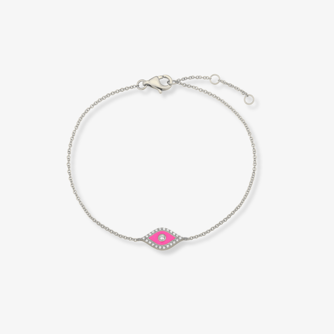 Evil Eye Single Diamond and Enamel Bracelet