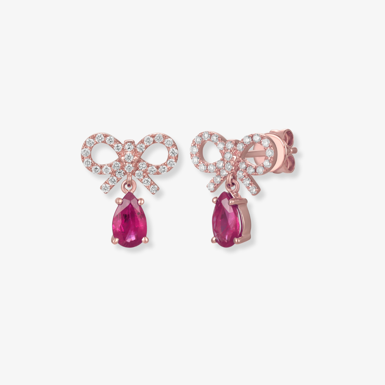 Diamond Bow Gemstone Drop Earrings