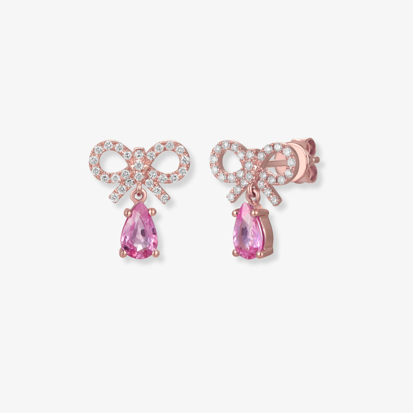 Diamond Bow Gemstone Drop Earrings