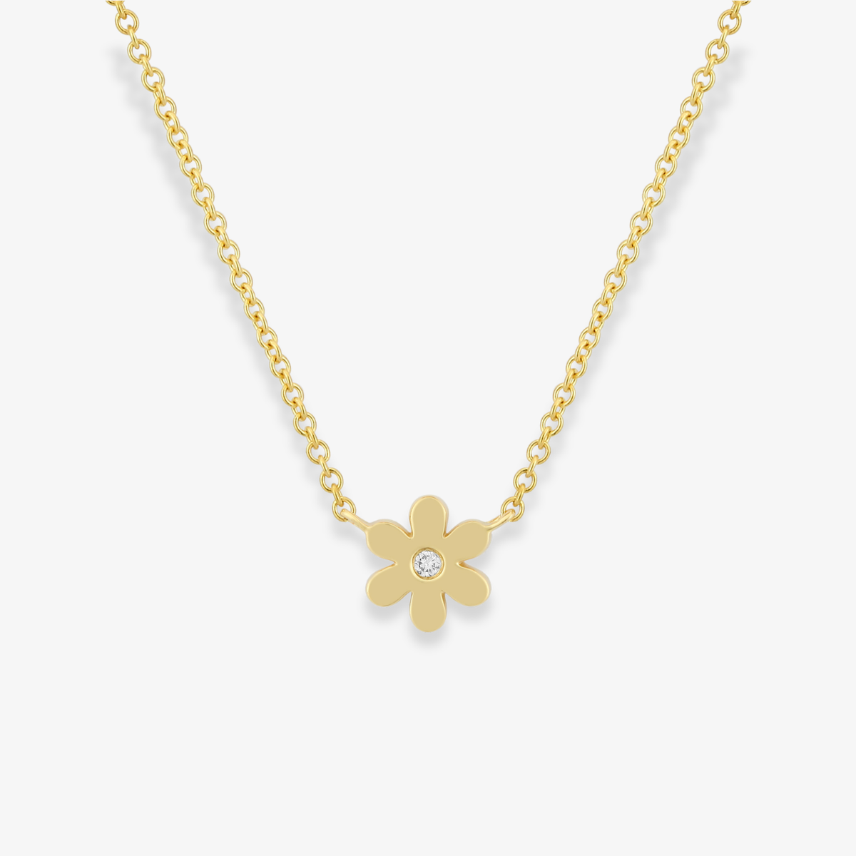 Single Diamond Flower Necklace