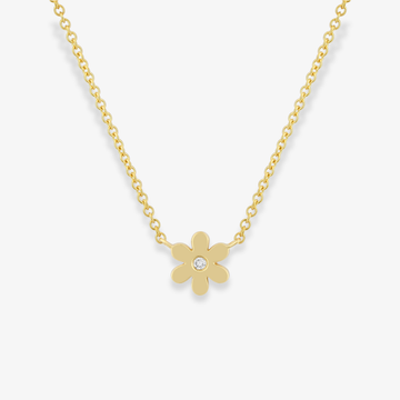 Single Diamond Flower Necklace