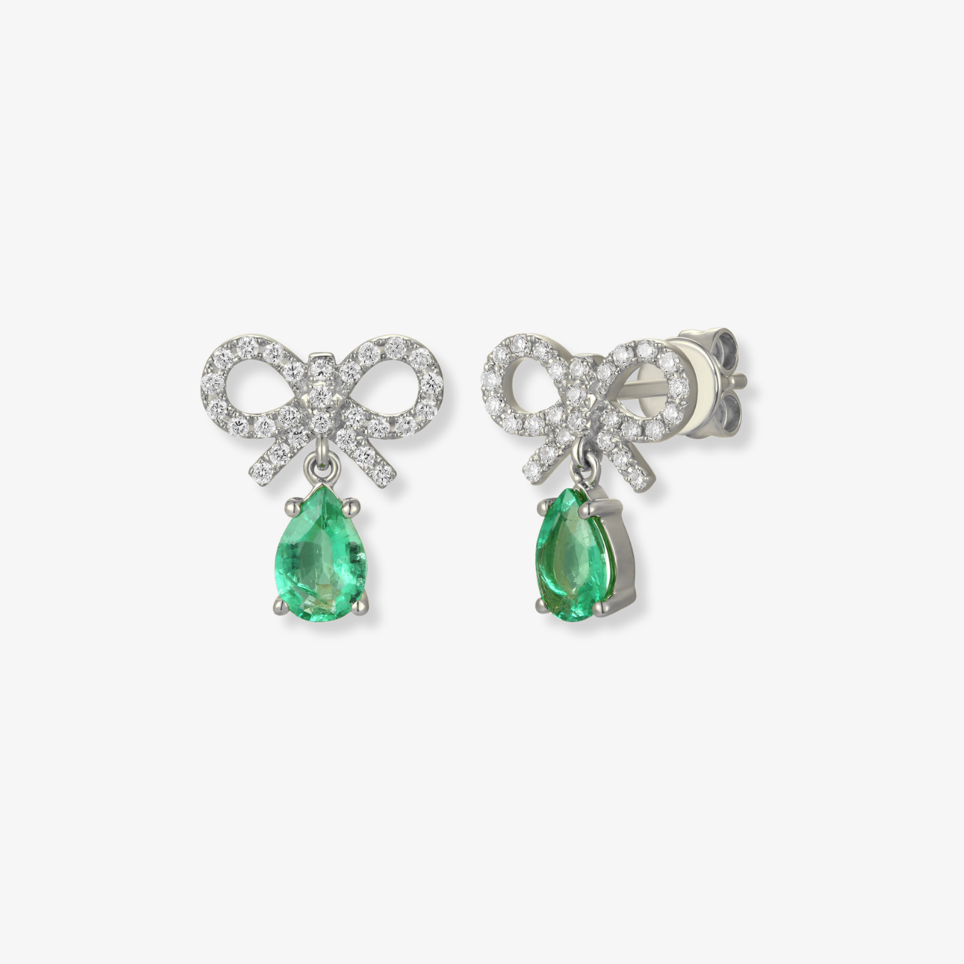 Diamond Bow Gemstone Drop Earrings