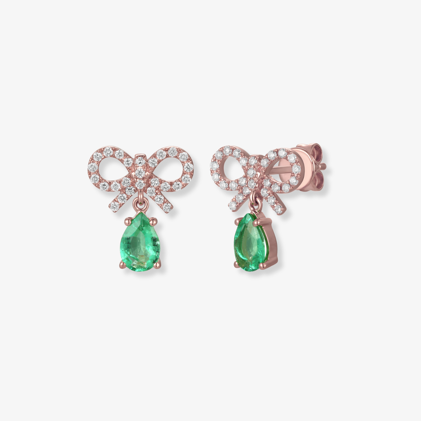 Diamond Bow Gemstone Drop Earrings