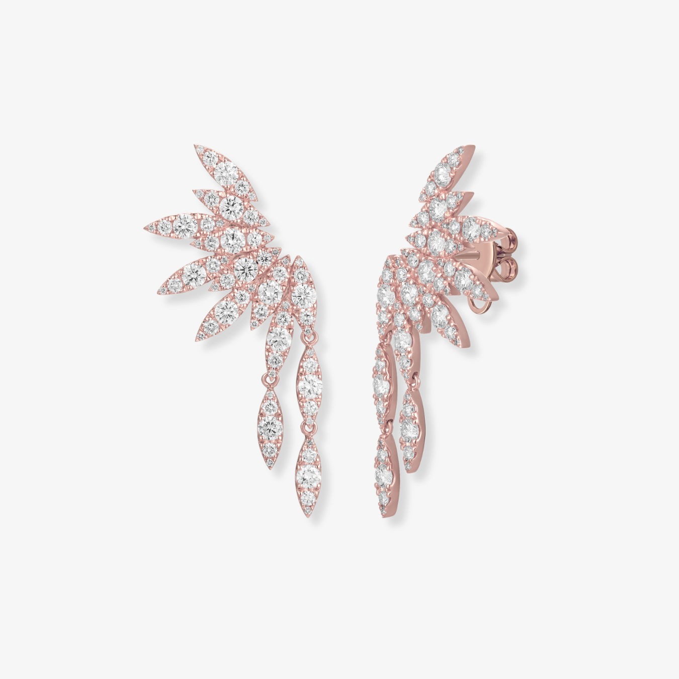 Half Diamond Flower Earrings