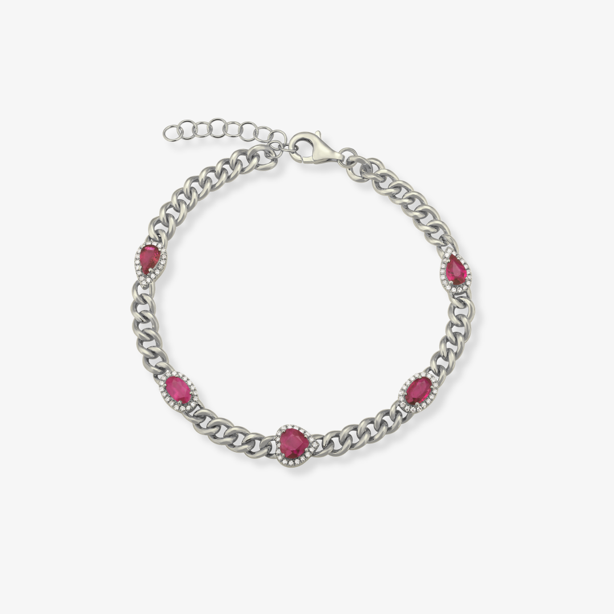 Multishape Gemstone Cuban Bracelet