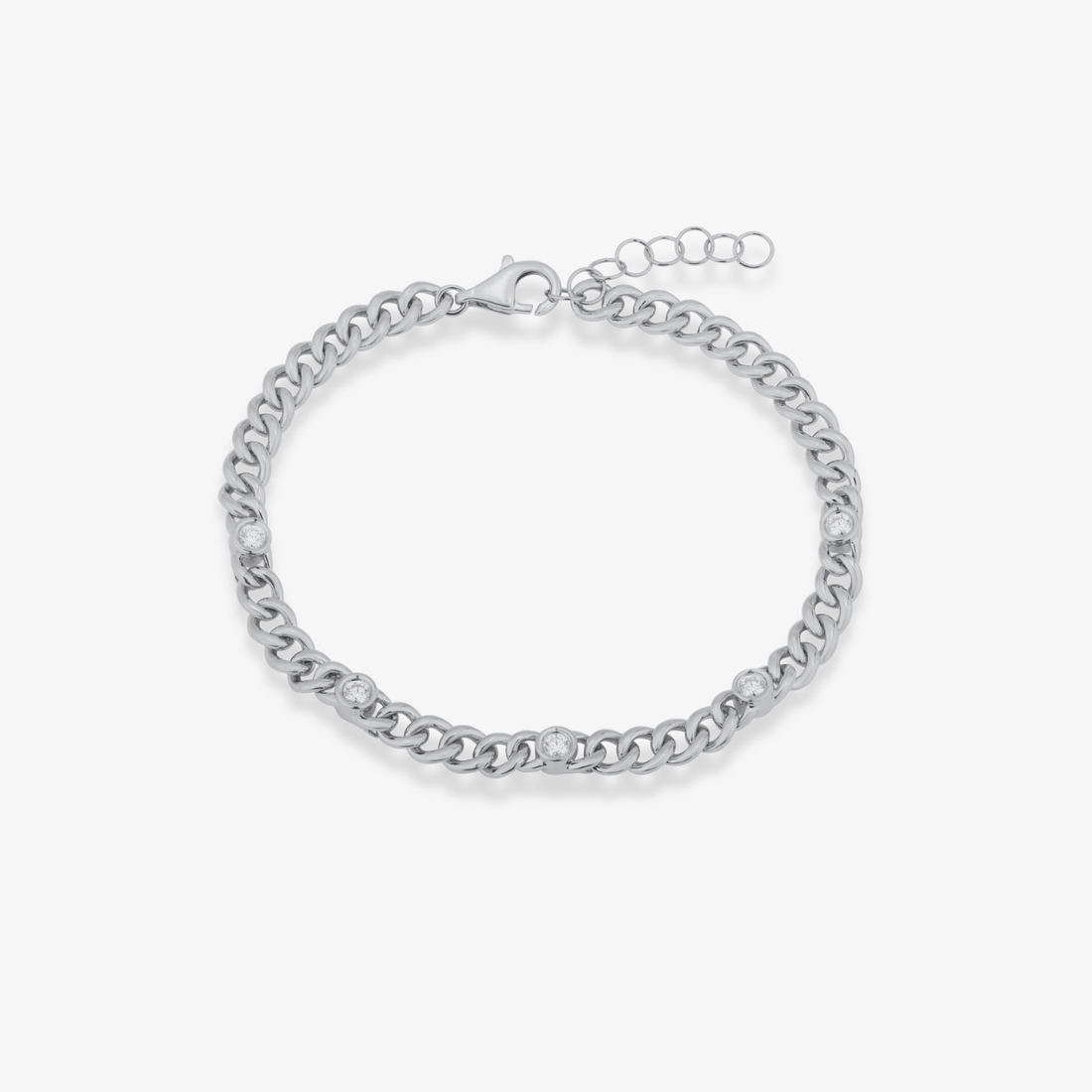 Pulsera cubana con biseles de diamantes
