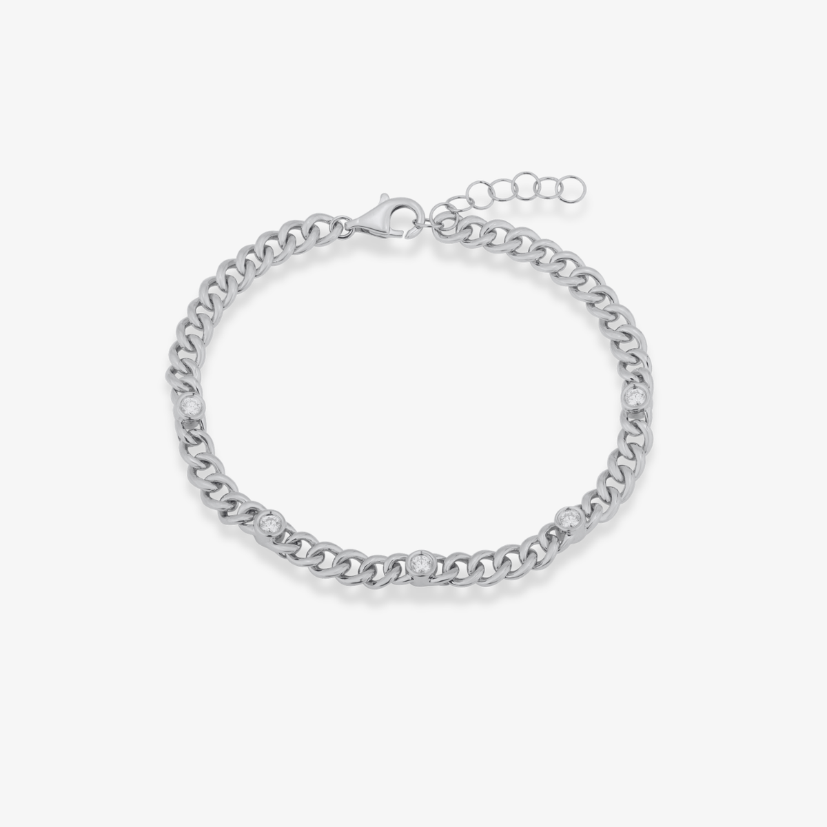 Cuban Bracelet with Diamonds Bezels