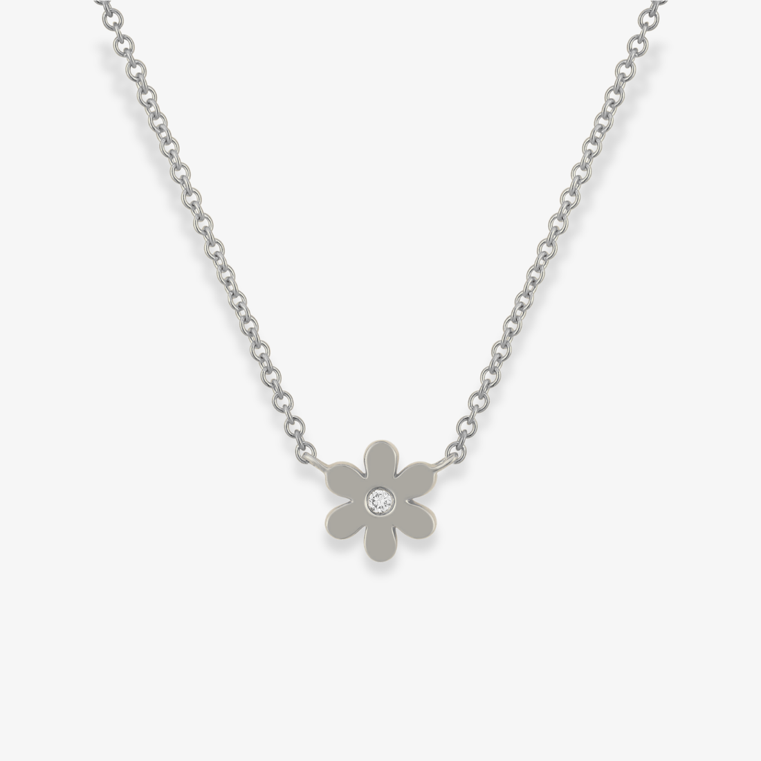 Single Diamond Flower Necklace