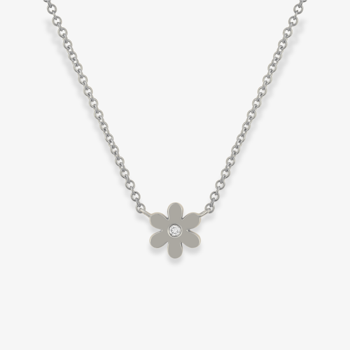 Single Diamond Flower Necklace