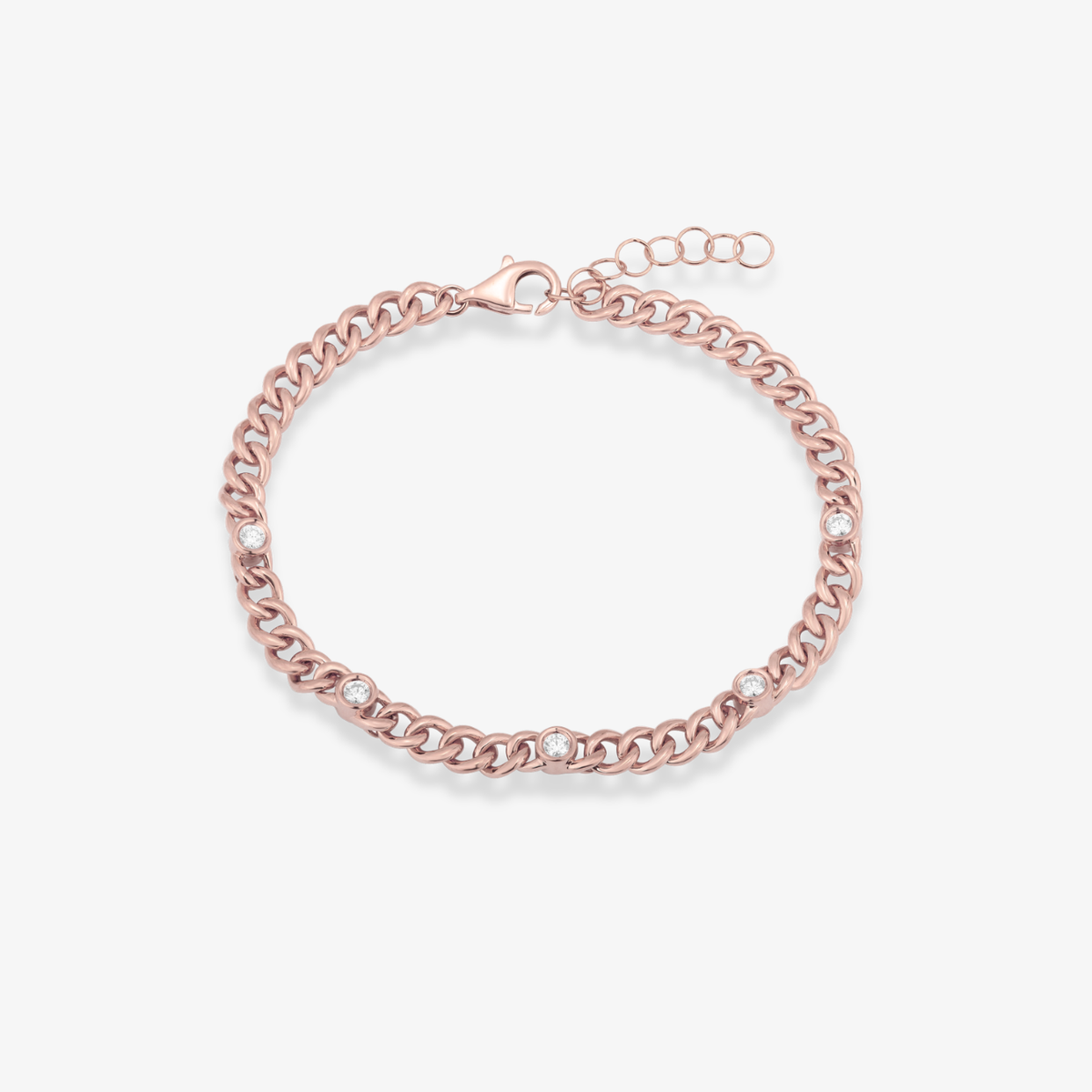 Cuban Bracelet with Diamonds Bezels