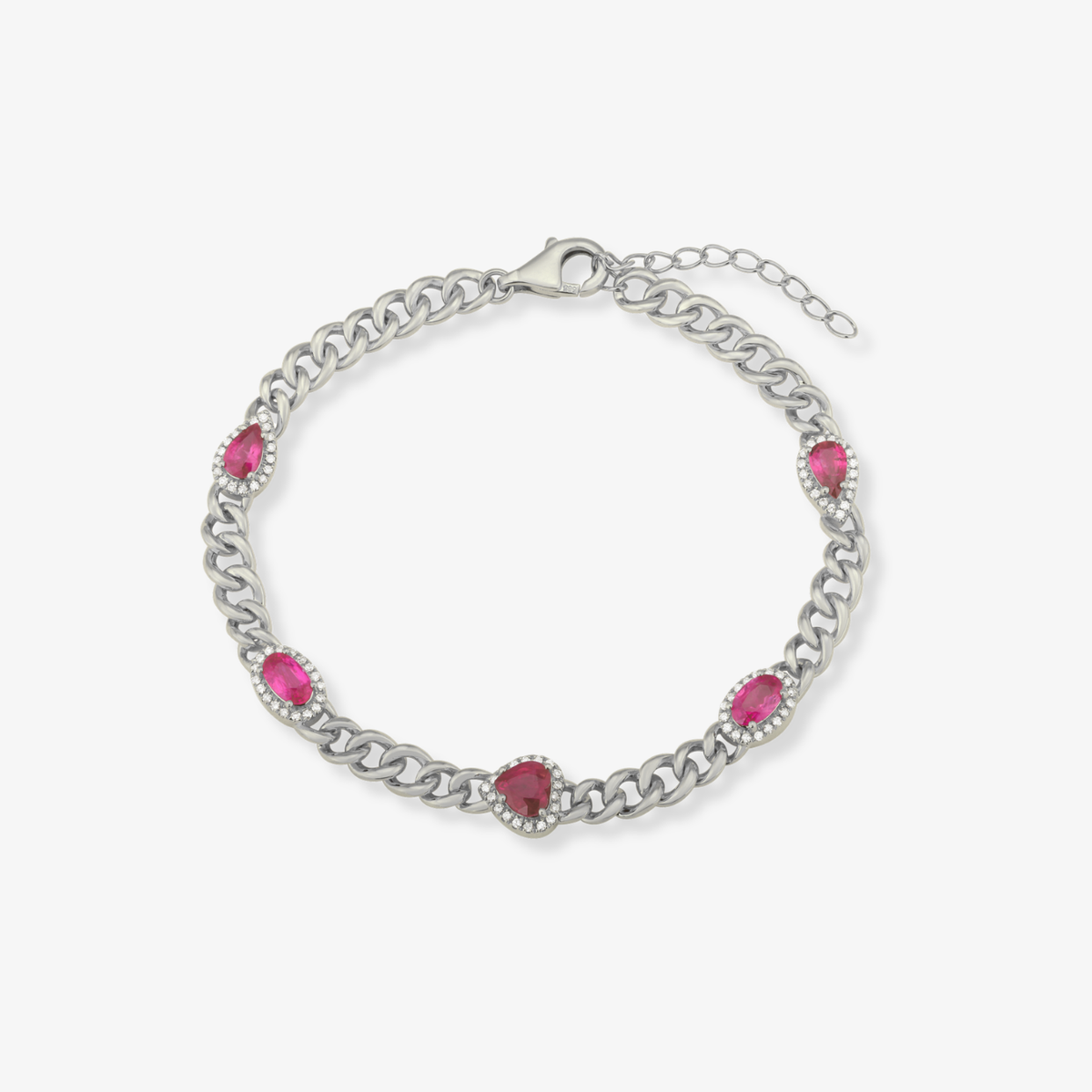 Multishape Gemstone Cuban Bracelet